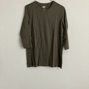 Lands' End Regular Supima 3/4 Sleeve Crew Neck Knit Tunic - Moss (Sz XS) a522743
